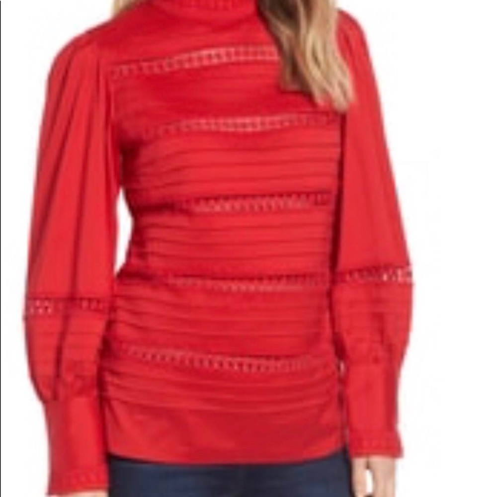 Halogen Red Lace Inset Top - Picture 2 of 2